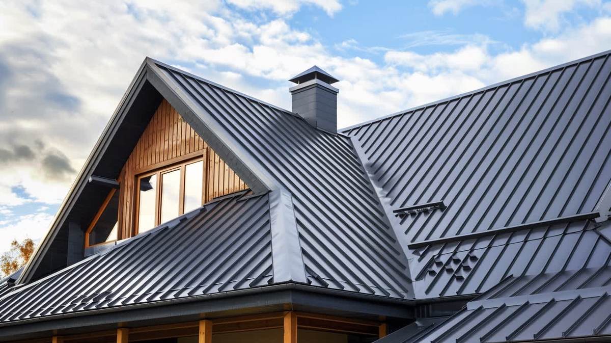 Selçuk EPDM Kauçuk Çatı – antrasit kenet sistem metal çatıyla kaplanmış müstakil ev